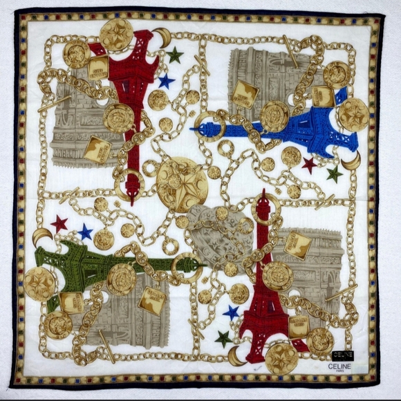 CELINE Bandana Handkerchief Neckerchief Neckwear Classic Design - Picture 3 of 4